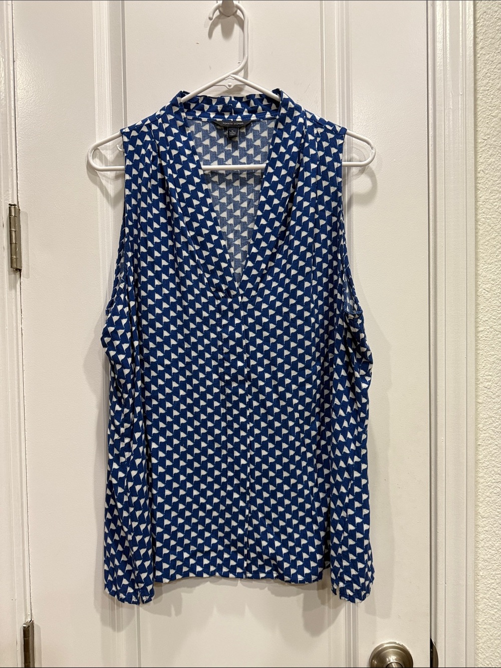 Tommy Hilfiger Navy and White flags Sleeveless V-Neck top